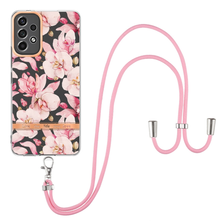 For Samsung Galaxy A23 Flowers Series TPU Phone Case with Lanyard