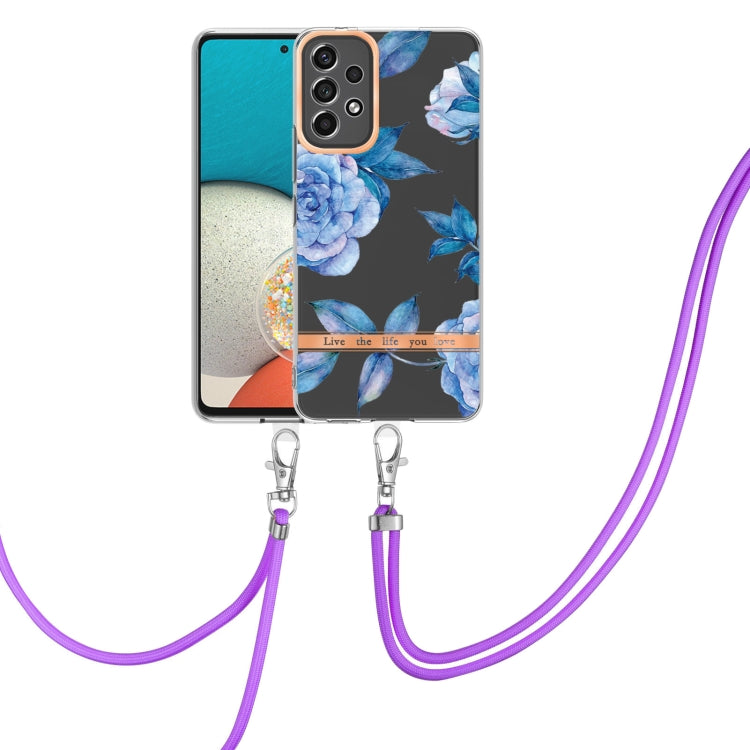 For Samsung Galaxy A23 Flowers Series TPU Phone Case with Lanyard