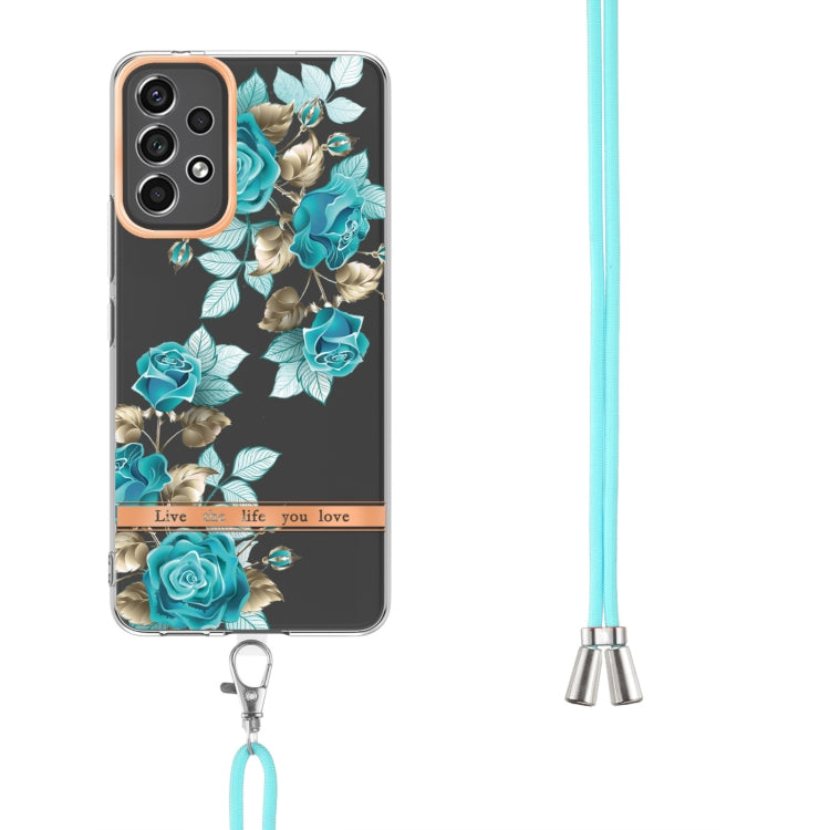 For Samsung Galaxy A23 Flowers Series TPU Phone Case with Lanyard