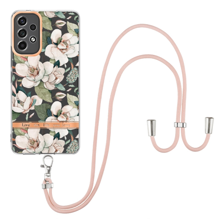 For Samsung Galaxy A23 Flowers Series TPU Phone Case with Lanyard