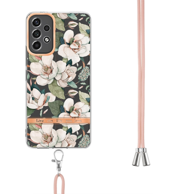 For Samsung Galaxy A23 Flowers Series TPU Phone Case with Lanyard
