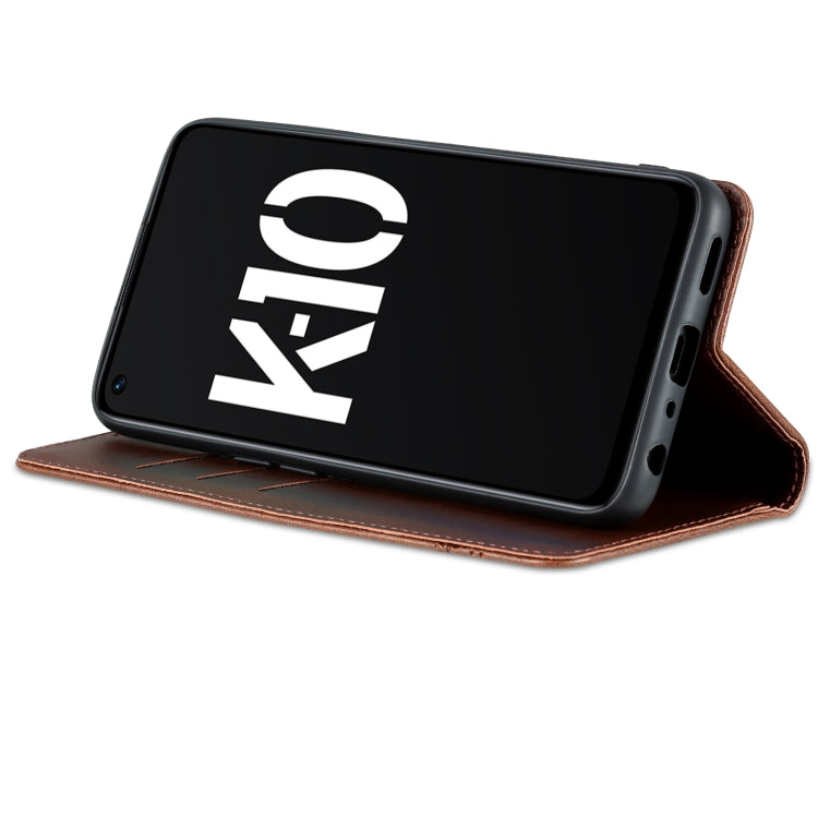 For OPPO K10 5G China AZNS Magnetic Calf Texture Flip Leather Phone Case