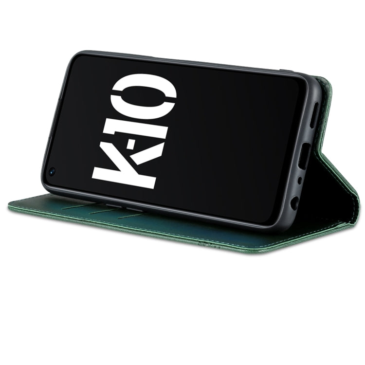 For OPPO K10 5G China AZNS Magnetic Calf Texture Flip Leather Phone Case