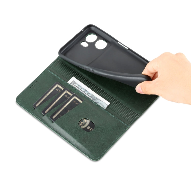 For OPPO K10 5G China AZNS Magnetic Calf Texture Flip Leather Phone Case