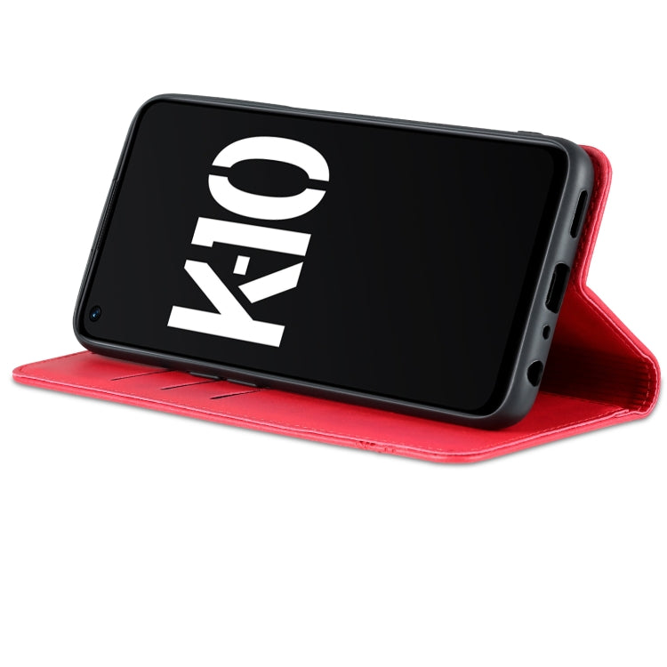 For OPPO K10 5G China AZNS Magnetic Calf Texture Flip Leather Phone Case