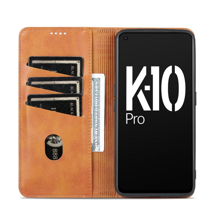 For OPPO K10 Pro AZNS Magnetic Calf Texture Flip Leather Phone Case