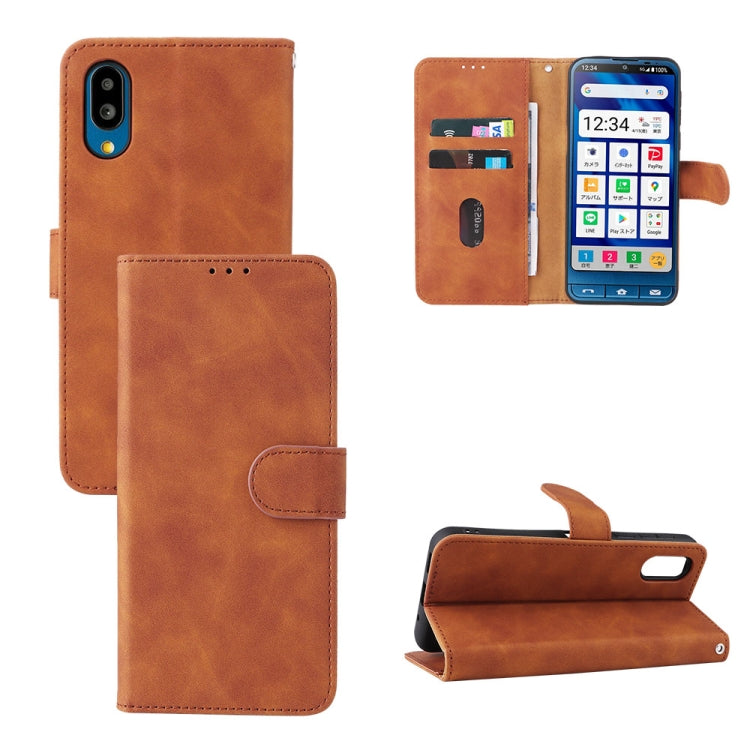 For Sharp Simple Sumaho 6 Skin Feel Magnetic Flip Leather Phone Case