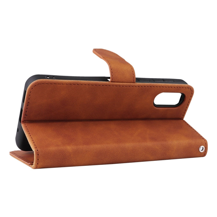 For Sharp Simple Sumaho 6 Skin Feel Magnetic Flip Leather Phone Case