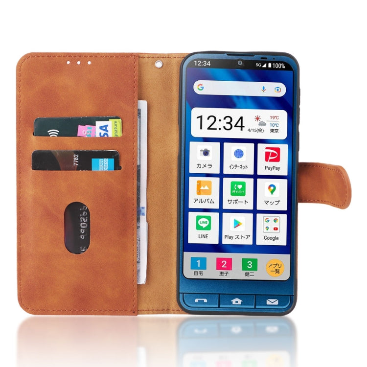 For Sharp Simple Sumaho 6 Skin Feel Magnetic Flip Leather Phone Case