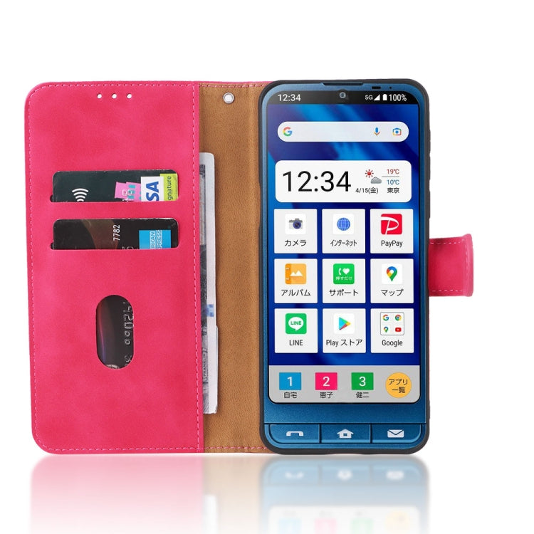 For Sharp Simple Sumaho 6 Skin Feel Magnetic Flip Leather Phone Case