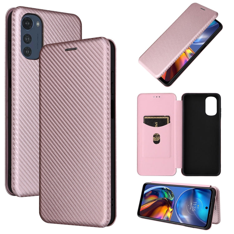 For Motorola Moto E32 4G Carbon Fiber Texture Horizontal Flip Leather Phone Case