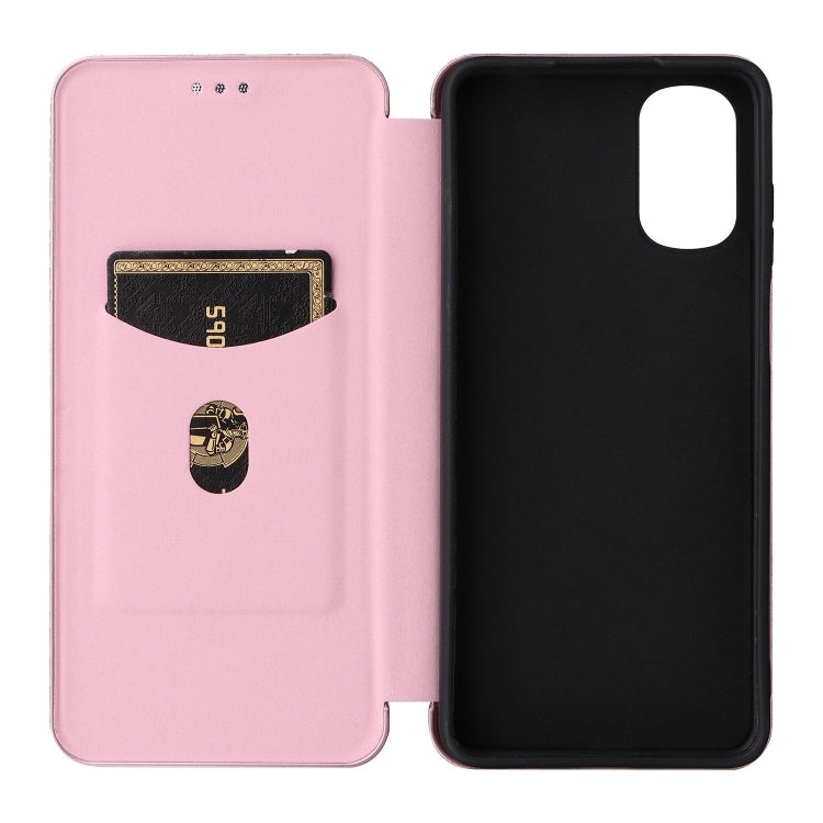 For Motorola Moto E32 4G Carbon Fiber Texture Horizontal Flip Leather Phone Case