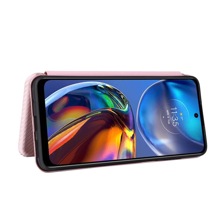 For Motorola Moto E32 4G Carbon Fiber Texture Horizontal Flip Leather Phone Case