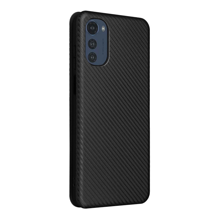 For Motorola Moto E32 4G Carbon Fiber Texture Horizontal Flip Leather Phone Case