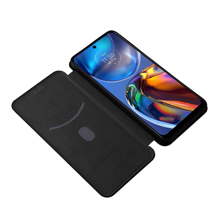 For Motorola Moto E32 4G Carbon Fiber Texture Horizontal Flip Leather Phone Case
