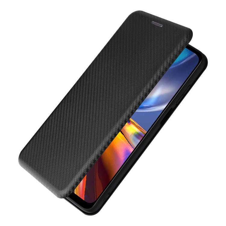 For Motorola Moto E32 4G Carbon Fiber Texture Horizontal Flip Leather Phone Case