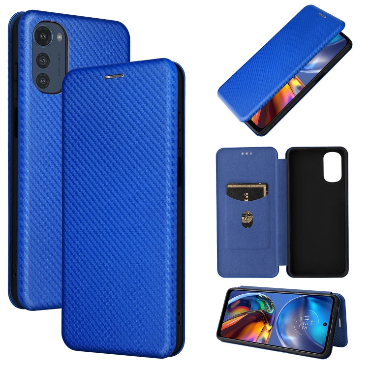 For Motorola Moto E32 4G Carbon Fiber Texture Horizontal Flip Leather Phone Case