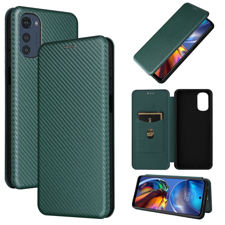 For Motorola Moto E32 4G Carbon Fiber Texture Horizontal Flip Leather Phone Case