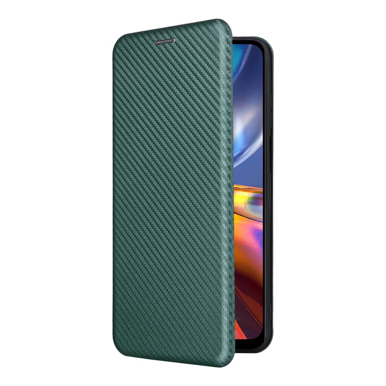 For Motorola Moto E32 4G Carbon Fiber Texture Horizontal Flip Leather Phone Case