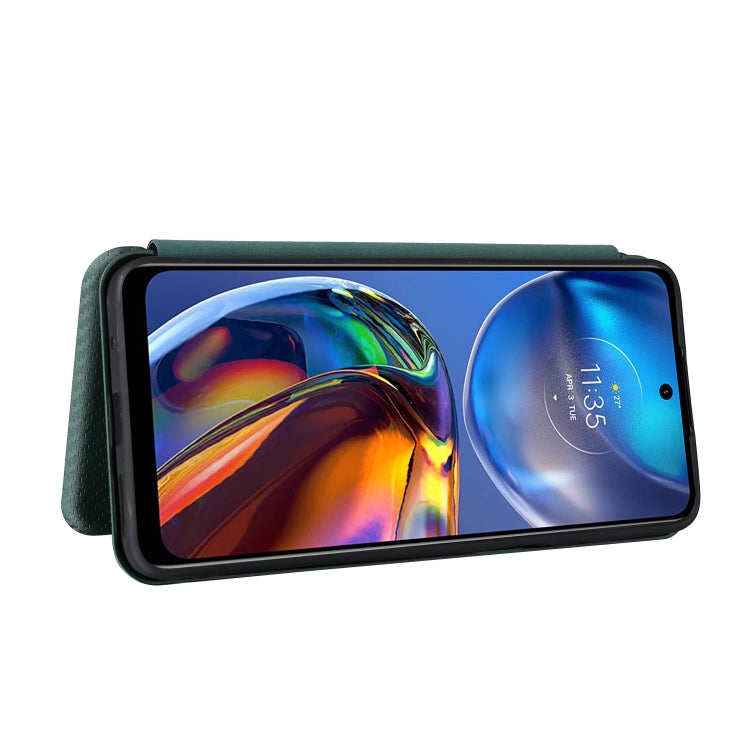 For Motorola Moto E32 4G Carbon Fiber Texture Horizontal Flip Leather Phone Case