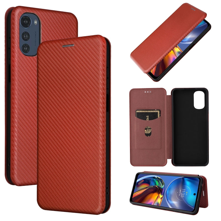 For Motorola Moto E32 4G Carbon Fiber Texture Horizontal Flip Leather Phone Case
