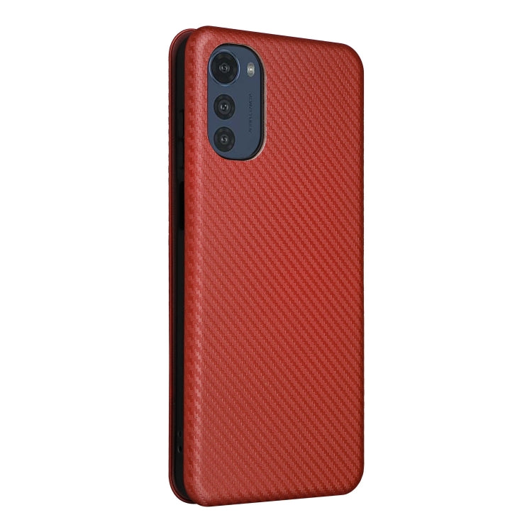 For Motorola Moto E32 4G Carbon Fiber Texture Horizontal Flip Leather Phone Case