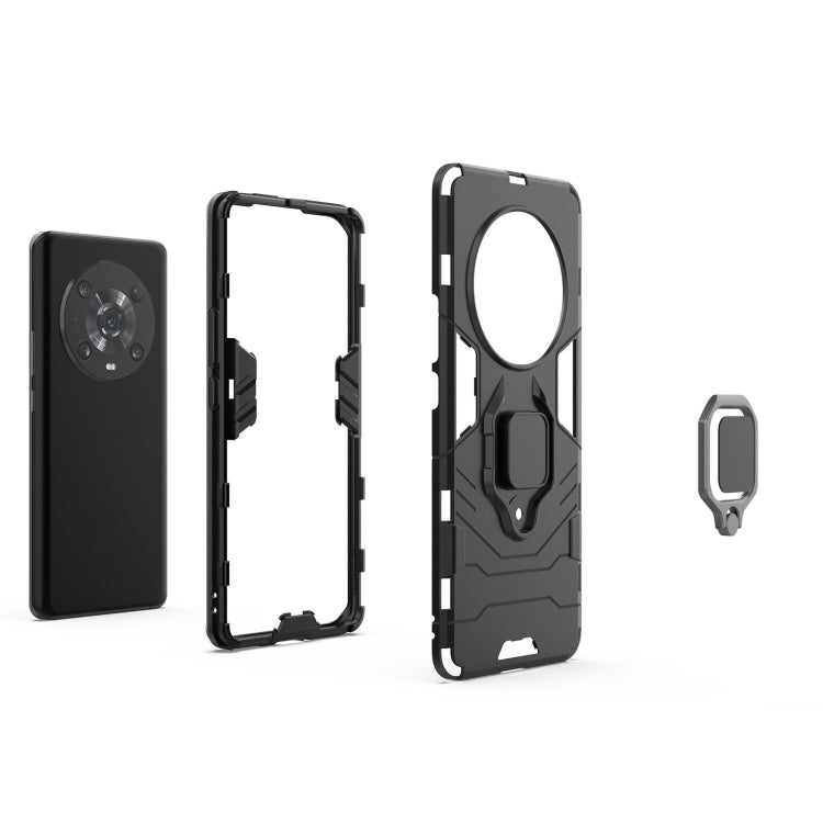 For Honor Magic4 Pro Shockproof PC + TPU Protective Phone Case with Magnetic Ring Holder