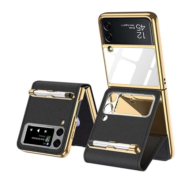 For Samsung Galaxy Z Flip3 5G GKK Phone Folding Beauty Bag Leather Case With Capacity Pen