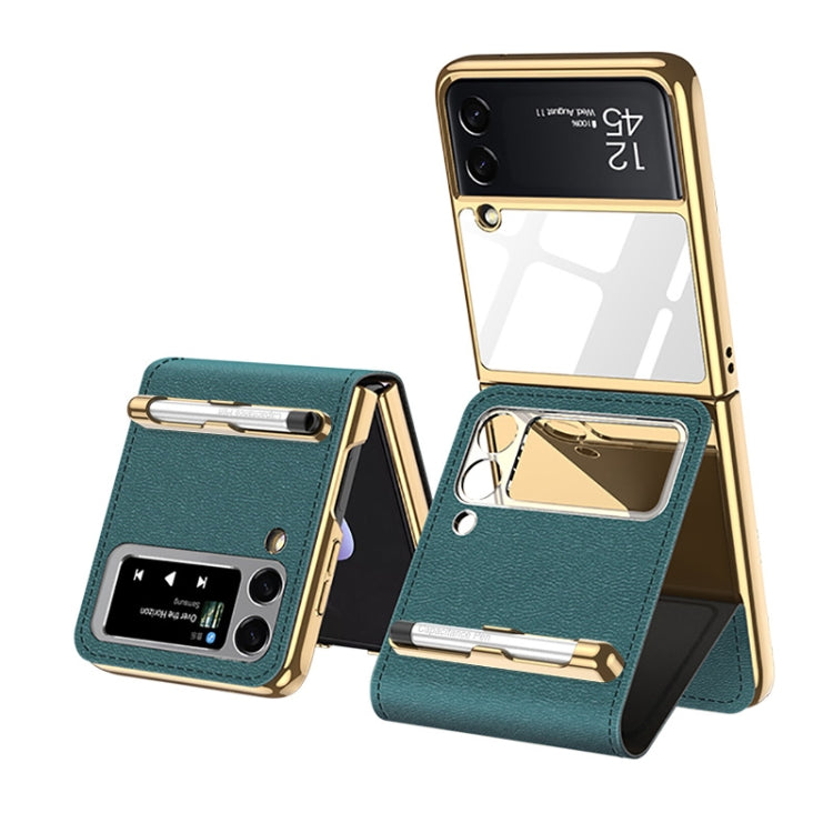 For Samsung Galaxy Z Flip3 5G GKK Phone Folding Beauty Bag Leather Case With Capacity Pen