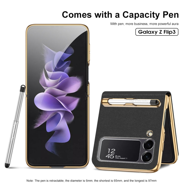 For Samsung Galaxy Z Flip3 5G GKK Phone Folding Beauty Bag Leather Case With Capacity Pen