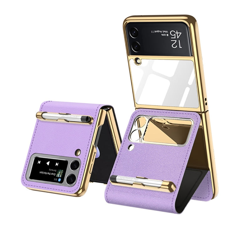 For Samsung Galaxy Z Flip3 5G GKK Phone Folding Beauty Bag Leather Case With Capacity Pen