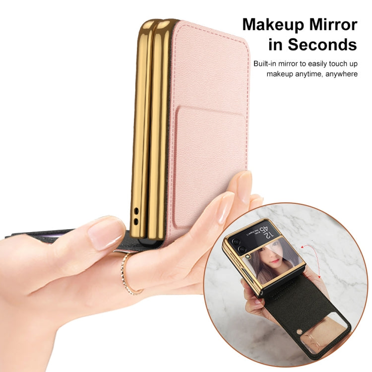 For Samsung Galaxy Z Flip3 5G GKK Phone Folding Beauty Bag Leather Case With Capacity Pen