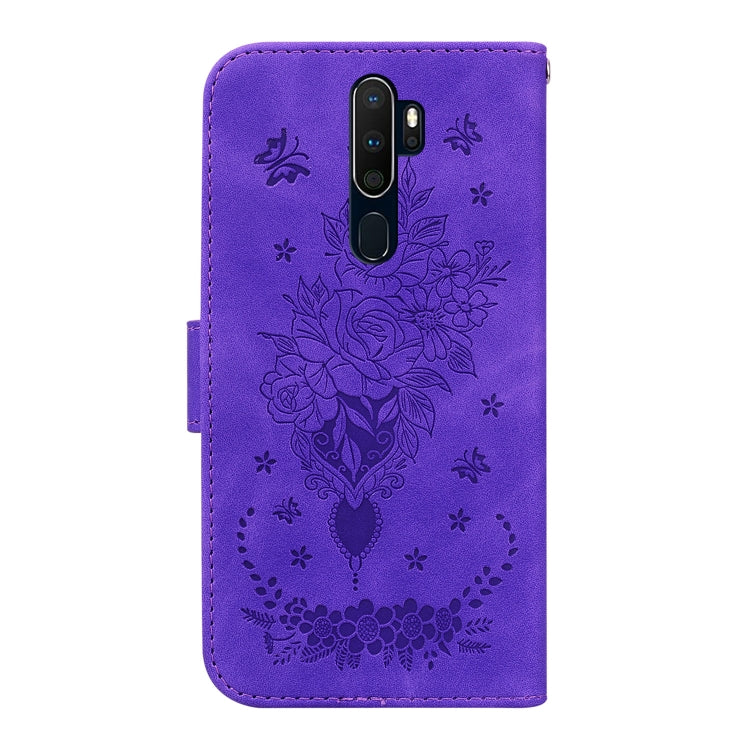 For OPPO A9 / A5 2020 / A11X Butterfly Rose Embossed Leather Phone Case