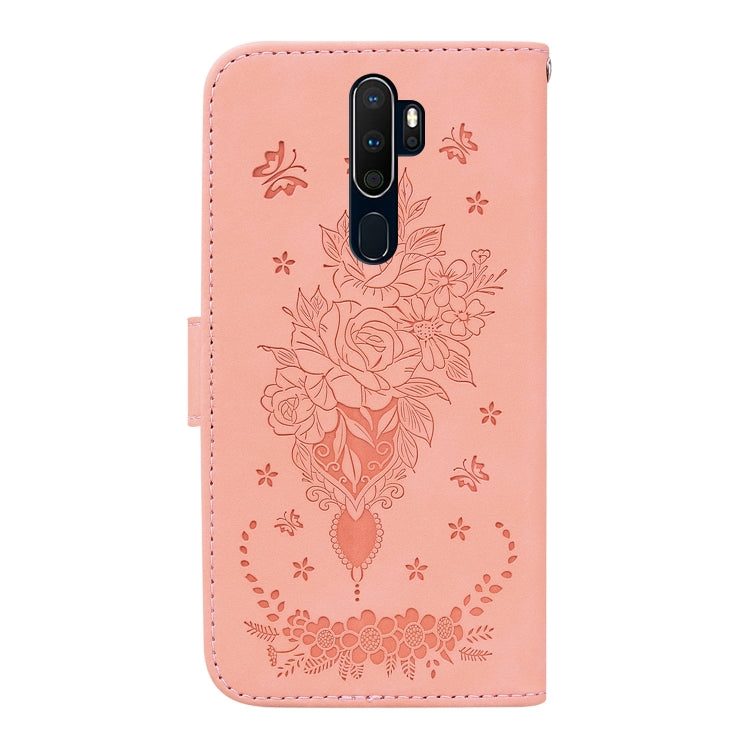 For OPPO A9 / A5 2020 / A11X Butterfly Rose Embossed Leather Phone Case
