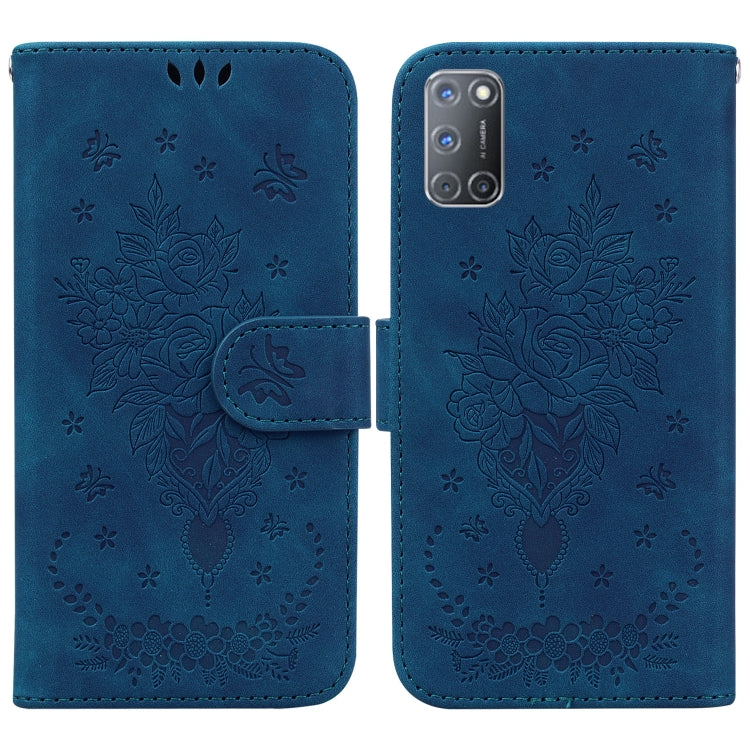 For OPPO A52 / A92 / A72 Butterfly Rose Embossed Leather Phone Case
