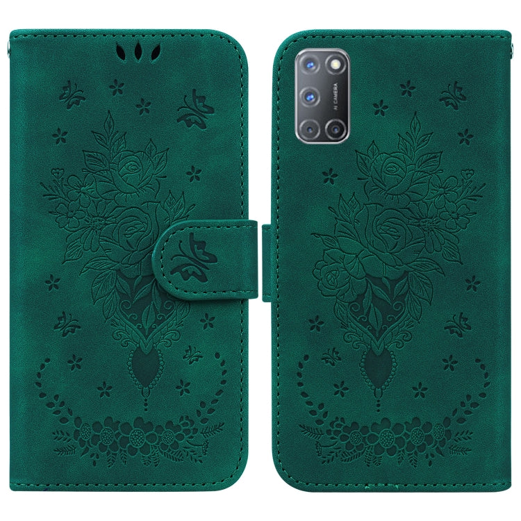 For OPPO A52 / A92 / A72 Butterfly Rose Embossed Leather Phone Case