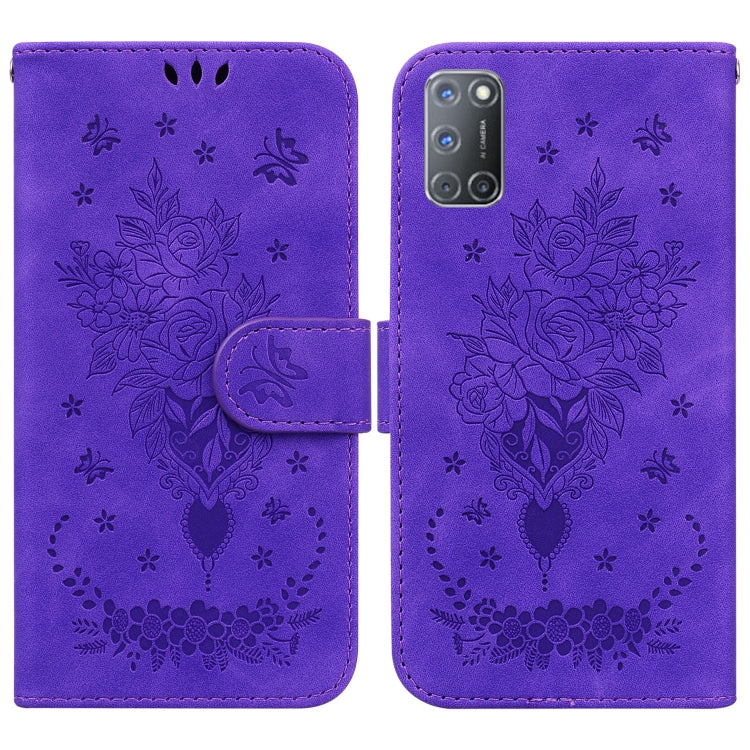 For OPPO A52 / A92 / A72 Butterfly Rose Embossed Leather Phone Case