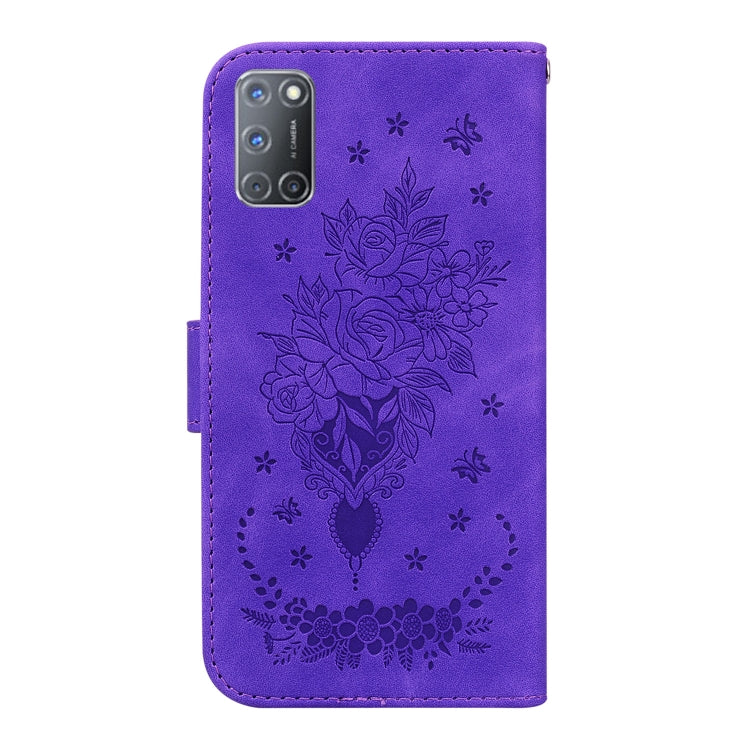 For OPPO A52 / A92 / A72 Butterfly Rose Embossed Leather Phone Case