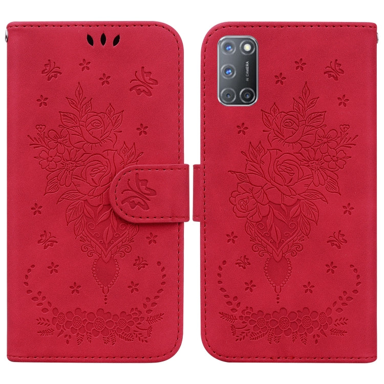 For OPPO A52 / A92 / A72 Butterfly Rose Embossed Leather Phone Case