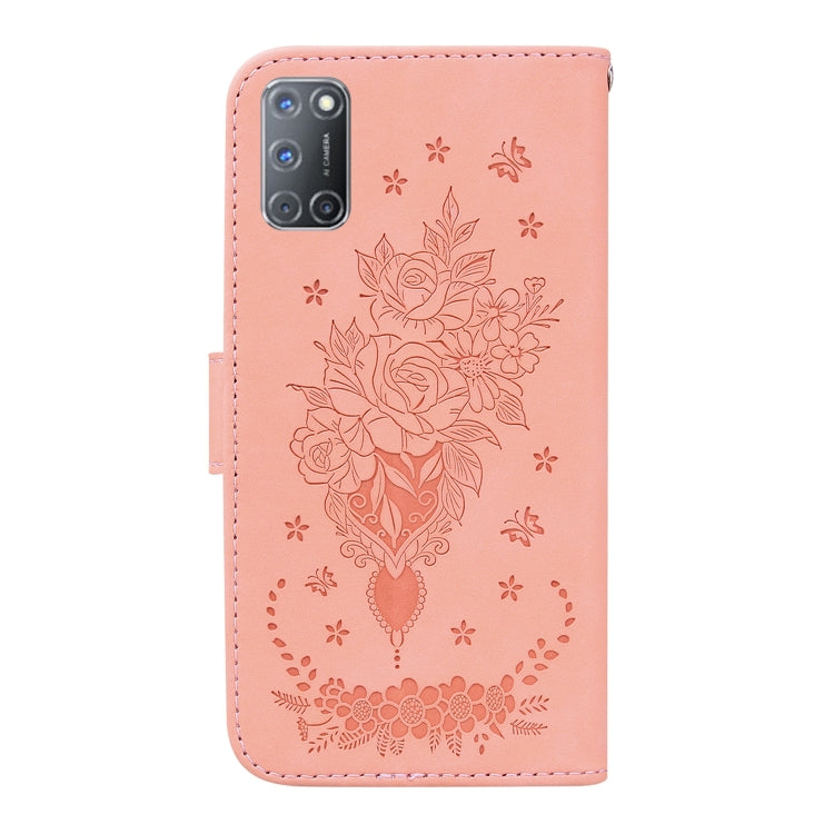 For OPPO A52 / A92 / A72 Butterfly Rose Embossed Leather Phone Case