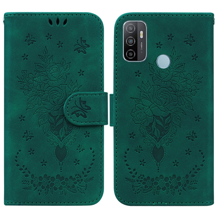For OPPO A53 / A33 Butterfly Rose Embossed Leather Phone Case