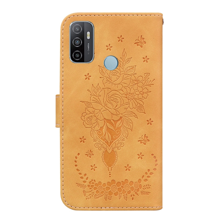 For OPPO A53 / A33 Butterfly Rose Embossed Leather Phone Case