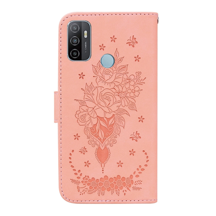 For OPPO A53 / A33 Butterfly Rose Embossed Leather Phone Case