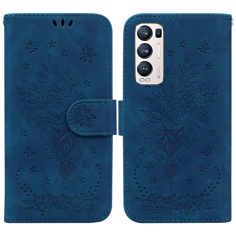 For OPPO Find X3 Neo / Reno5 Pro+ 5G Butterfly Rose Embossed Leather Phone Case