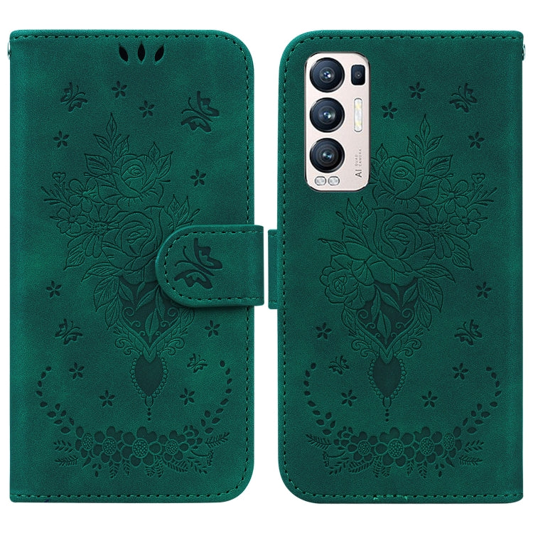 For OPPO Find X3 Neo / Reno5 Pro+ 5G Butterfly Rose Embossed Leather Phone Case