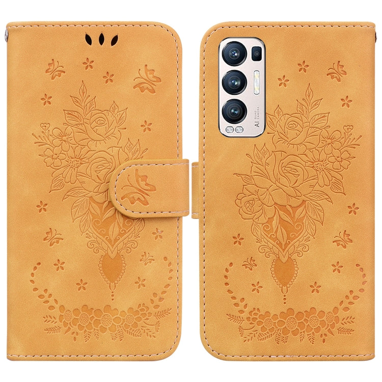 For OPPO Find X3 Neo / Reno5 Pro+ 5G Butterfly Rose Embossed Leather Phone Case