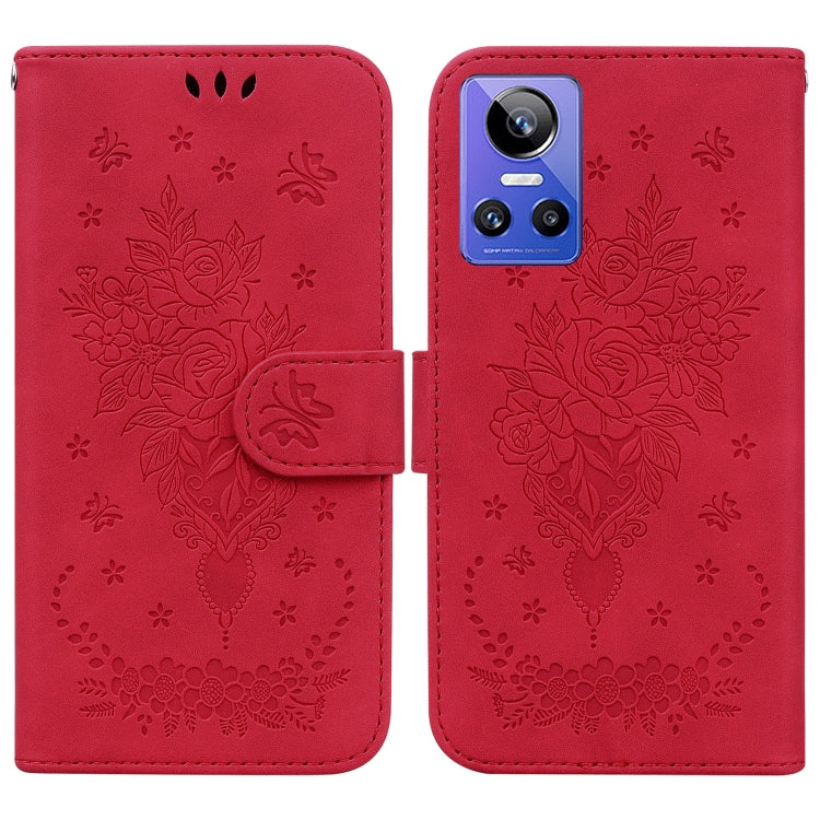 For OPPO Realme GT Neo3 Butterfly Rose Embossed Leather Phone Case