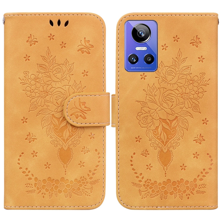 For OPPO Realme GT Neo3 Butterfly Rose Embossed Leather Phone Case