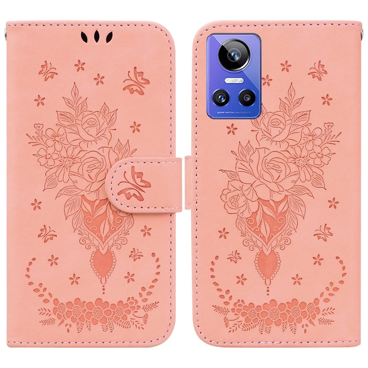 For OPPO Realme GT Neo3 Butterfly Rose Embossed Leather Phone Case