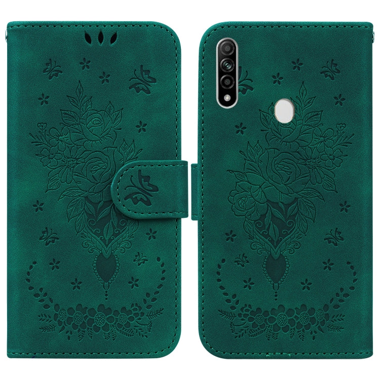 For OPPO A8 / A31 2020 Butterfly Rose Embossed Leather Phone Case